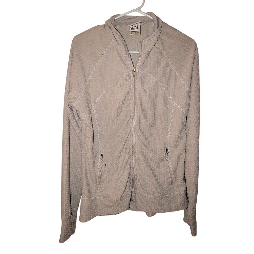 Avalanche Outdoor Supply Co Womens Tan Chevron Quilted Full Zip Fleece Jacket L